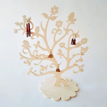 Charger l'image dans la galerie, Arbre à bijoux fleurs et oiseaux en bois de peuplier • Bois