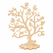 Charger l'image dans la galerie, Arbre à bijoux fleurs et oiseaux en bois de peuplier socle fleur 12 pétales