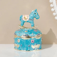 Charger l'image dans la galerie, Boite à bijoux cheval à bascule bleu