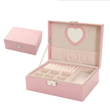 Charger l'image dans la galerie, Boîte à bijoux avec miroir cœur rose