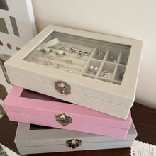 Charger l'image dans la galerie, Boîtes à bijoux vitrée compartimentée en velours