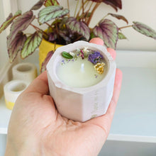 Charger l'image dans la galerie, Bougie en béton et cire de soja fleurs séchées rose