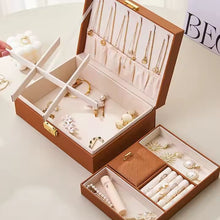 Charger l'image dans la galerie, Coffret à bijoux élégant en cuir marron