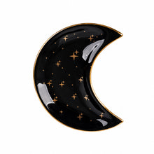 Charger l'image dans la galerie, Vide-poches lune noir en céramique avec décor étoilé