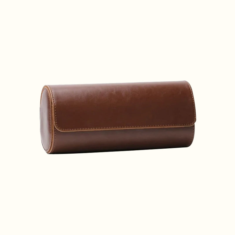 Boîte de rangement pour montres à 3 emplacements, étui de voyage chic et portable, boîte de rangement pour montre en cuir vintage avec organisateurs de montres coulissant