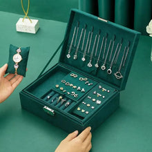 Charger l'image dans la galerie, Grande boîte à bijoux en velours vert