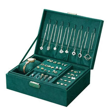 Charger l'image dans la galerie, Grande boîte à bijoux en velours vert