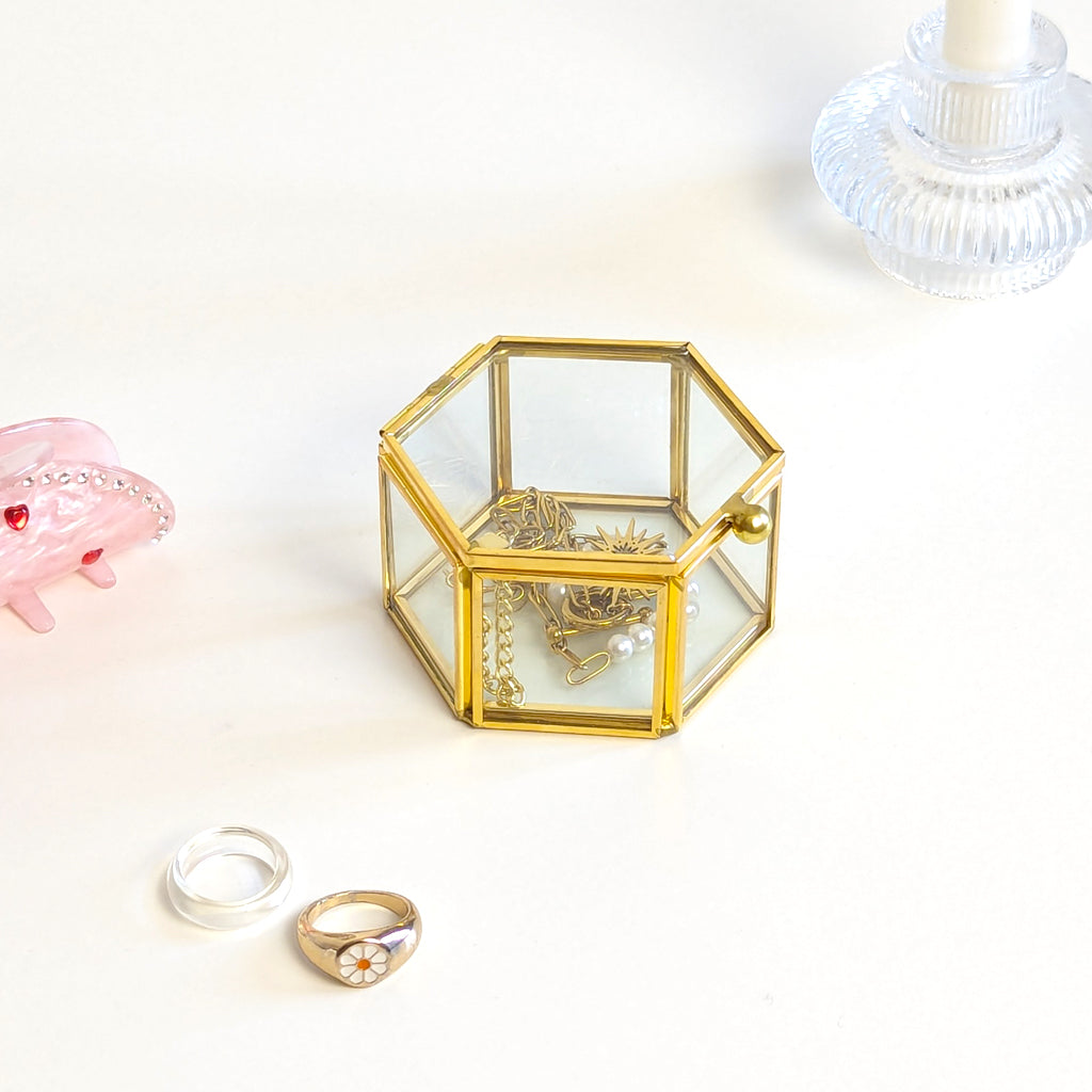 Petite boîte à bijoux en verre et laiton • Bijou perché