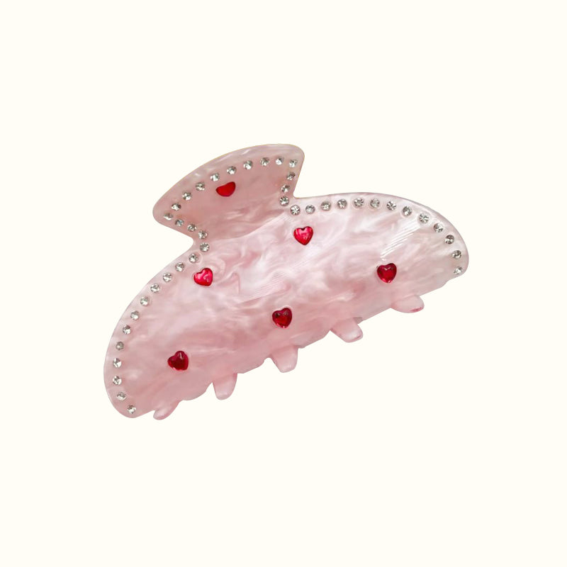 Barrette à Cheveux Coeur Strass - Froufrou Satin Dentelle Bleu Gris - Neuf