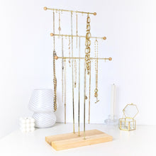 Charger l'image dans la galerie, Grand présentoir à colliers 3 étages en bois et métal clair