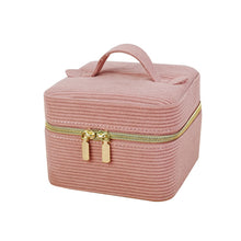 Charger l'image dans la galerie, Trousse à bijoux de voyage en velours rose avec miroir