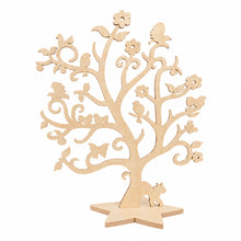 Charger l'image dans la galerie, Arbre à bijoux fleurs et oiseaux en bois de peuplier socle étoile
