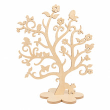 Charger l'image dans la galerie, Arbre à bijoux fleurs et oiseaux en bois de peuplier socle fleur 6 pétales
