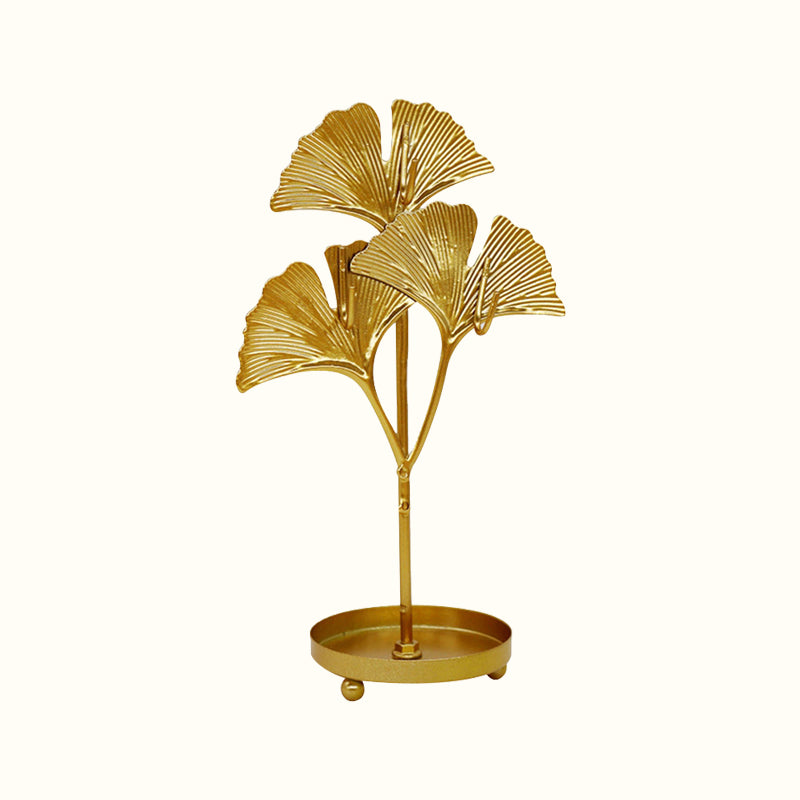 Arbre à bijoux ginko feuilles dorées en métal