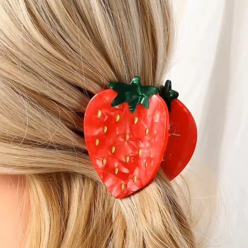 Barrette à cheveux fraise