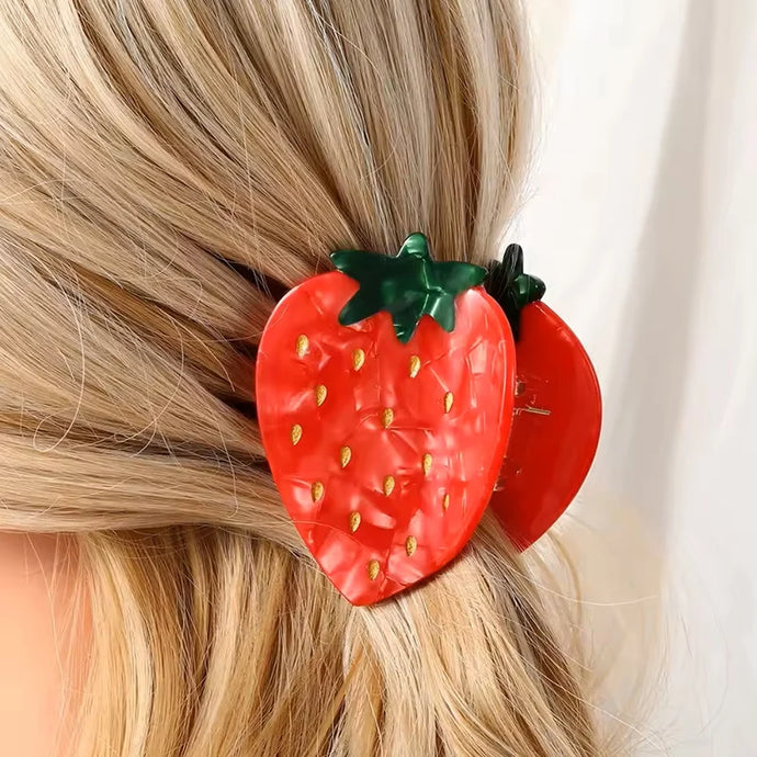 Barrette à cheveux fraise