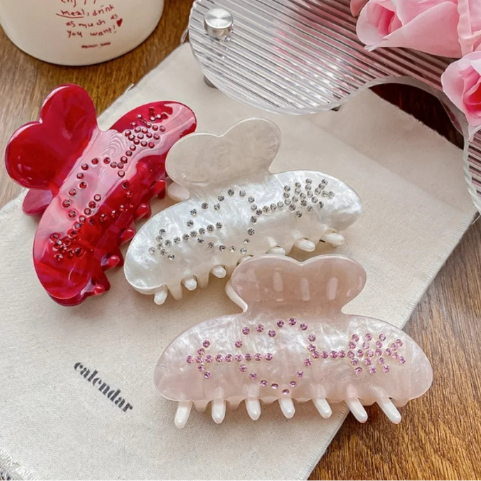 Barrettes flèche et cœur en strass