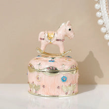 Charger l&#39;image dans la galerie, Boite à bijoux cheval à bascule rose
