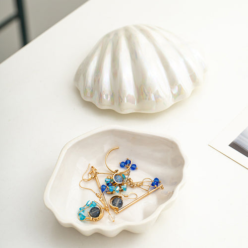 Boite a bijoux coquillage en céramique blanc