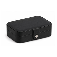 Charger l'image dans la galerie, Boîte à bijoux de voyage noire fermée avec bouton pression
