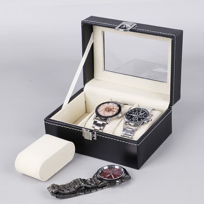Boîte à Montres CeiBand - 2 Niveaux, Cuir Bois, 12 Compartiments + Tiroir