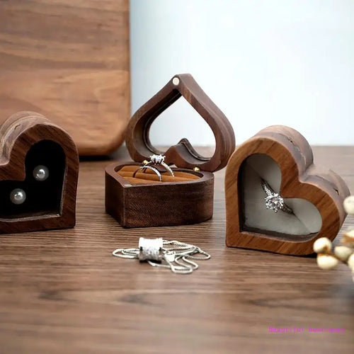 Boîtes à Bagues en Bois en forme de Cœur