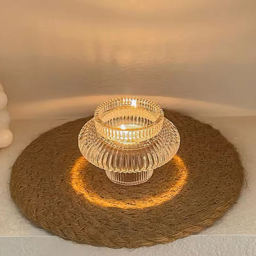 Bougeoir chandelier en verre – Pour bougies & chauffe-plats