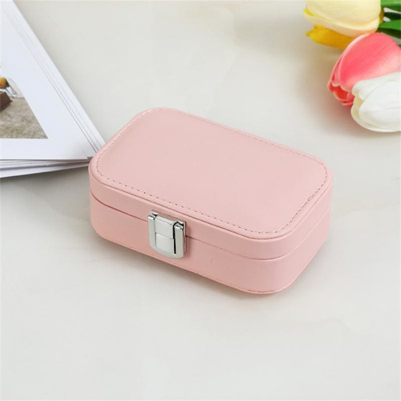 Coffret à bijoux de voyage • Rose clair • Cuir
