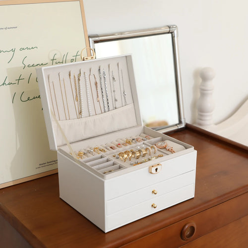 Coffret à bijoux design avec tiroirs blanc