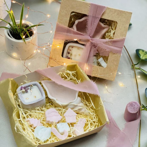 Coffret cadeau cocooning – Bougie parfumée & coupelle bijoux