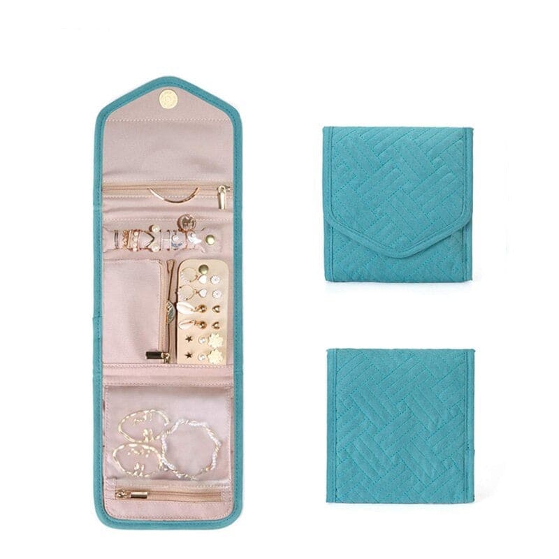 Mini Pochette Voyage Pour Bijoux - Pliable, Compartimentée - Pour Bagues, Colliers, Boucles D'oreilles - Idéale Cadeau