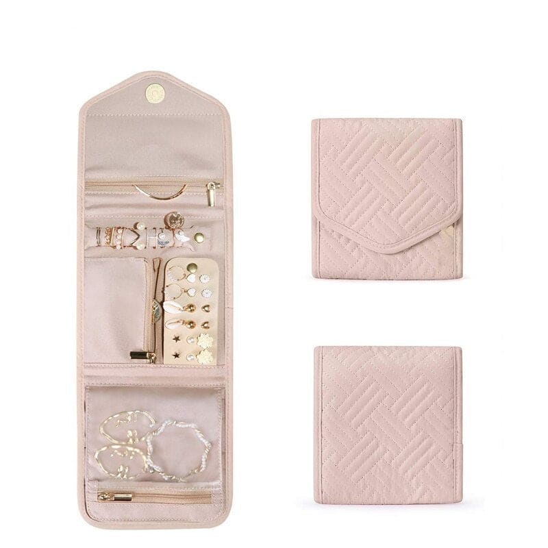 Pochette Rouleaux à Bijoux En Velours Noir - Sac à Bijoux De Voyage Pour Bagues, Boucles D'Oreilles, Colliers, Bracelets Et Montres - Idéal Cadeau