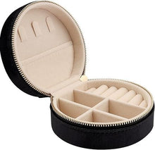 Charger l&#39;image dans la galerie, Petite trousse à bijoux ronde en velours noir
