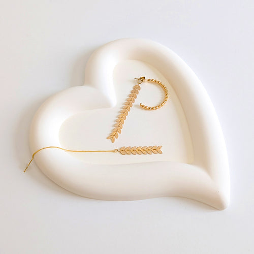 Plateau à bijoux en forme de coeur romantique jaune