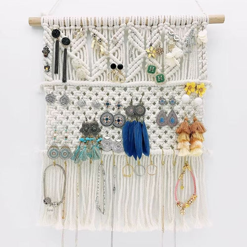 Porte bijoux macramé bohème à suspendre