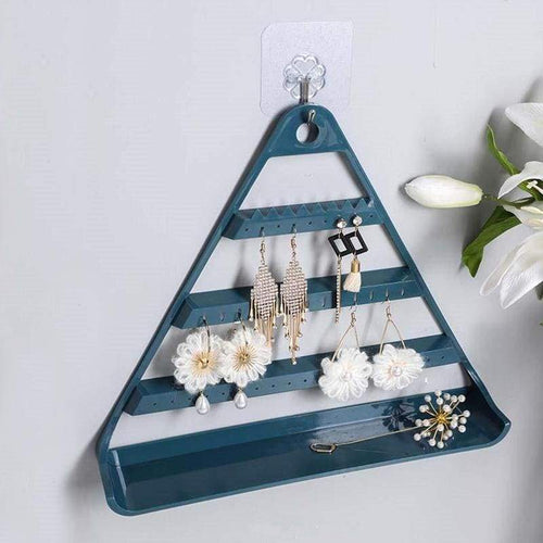 Porte-boucles d’oreilles pyramide • Bleu foncé • Métal