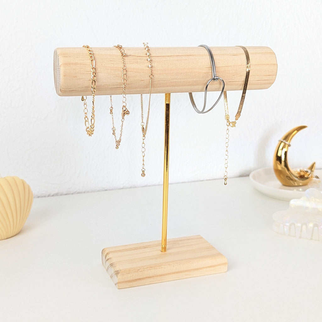 Porte bracelets en bois et tige doré • Bijou perché