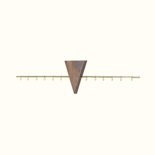 Porte-colliers mural minimaliste triangle en bois • Bois •