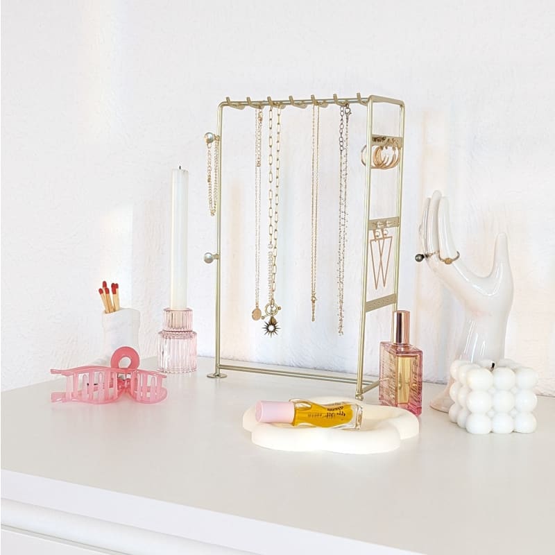 Plaque Métallique Rétro Dorée - Petit Présentoir à Bijoux Ou Bac De Rangement 10x10 Cm - Pour étagères, Salle De Bain, Bureau - 6