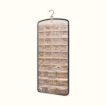 Charger l'image dans la galerie, rangement bijoux cintre penderie noir pochettes et crochets colliers
