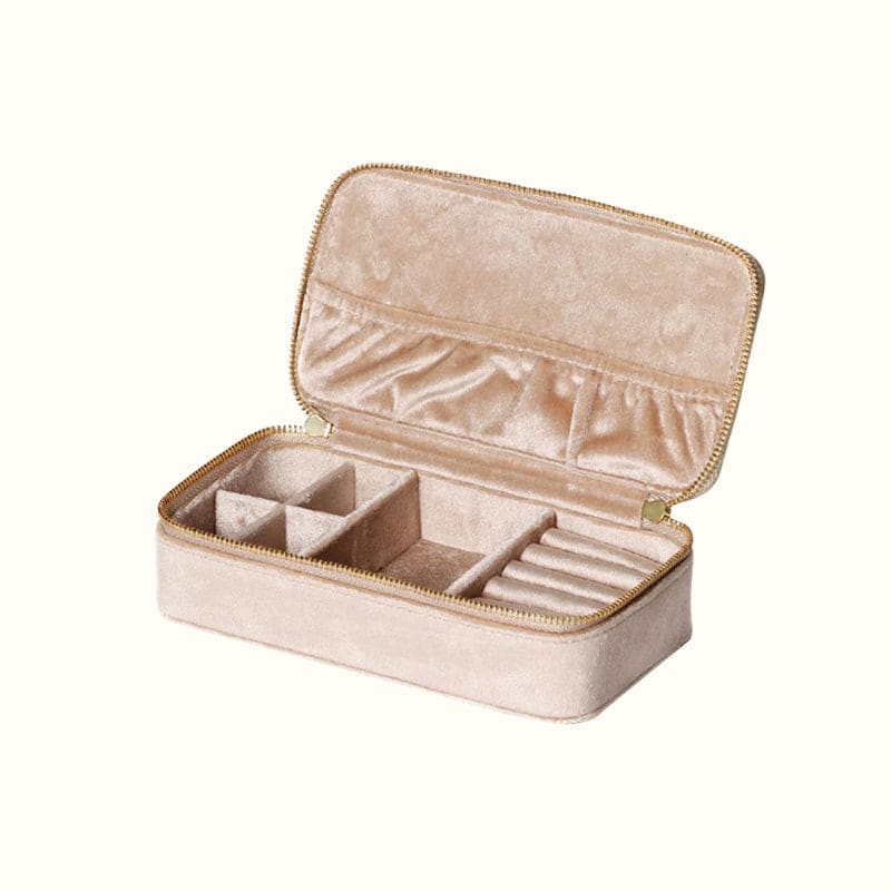 Boîte à Bijoux De Voyage En Velours Pelucheux, étui à Bijoux Portable Pour Femmes Et Filles Boite De Presentation A Bijoux Double Couche Pour Collier 97578596