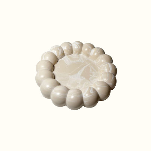 Vide-poche décoratif bulle beige marbré