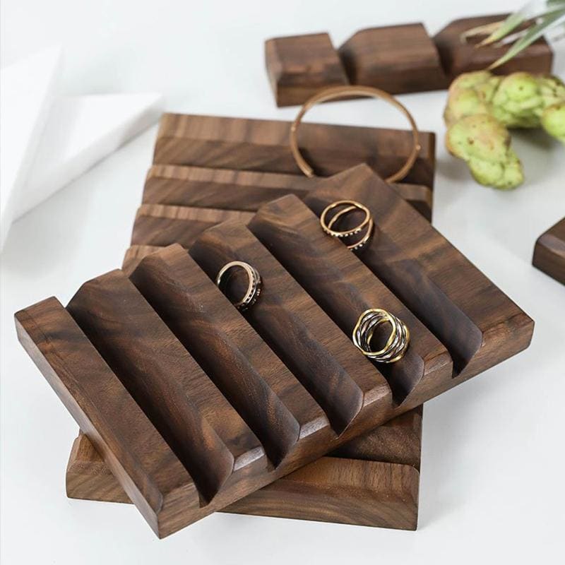 Présentoir bague bois chocolat