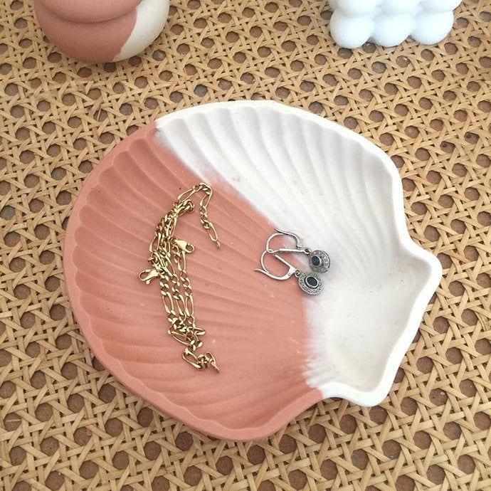 Vide poche coquillage bicolore terracotta et blanc en 
